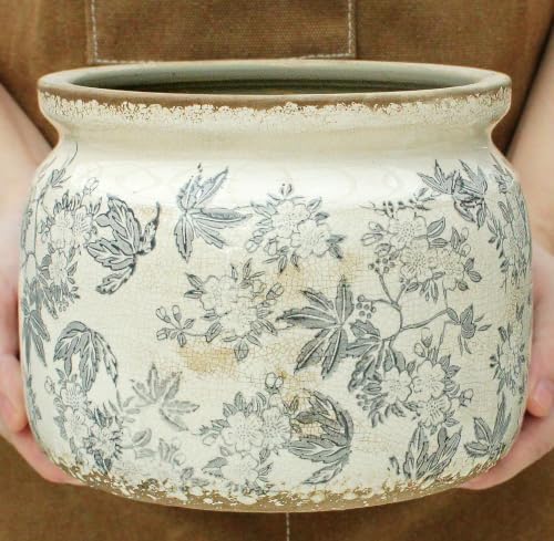 Farmhouse Ceramic Plant Pots with Decorative Saucer, Gifts for Plant Lovers - Image 4