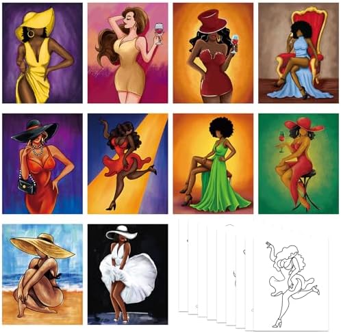 Nuberlic 10 Pcs Pre Drawn Canvas for Painting for Adults Sip n Paint Kits by Nuberlic