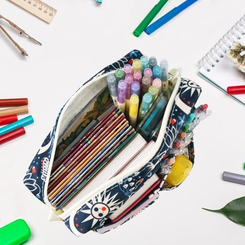 Multiple Pockets Portfolio Organizer with Zipper,Makeup Bag Pencil Pouch - Image 3