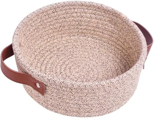 ABenkle Small Storage Basket, Mini Cotton Rope Storage Bin, Cute Tiny Shelf Baskets, Boho Decorative Toy Organizer for Nursery, Spa, Empty Gift Basket - XS, Mixed Brown by ABenkle