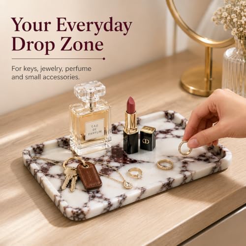 Marble Vanity Tray, 9.84 x 6.69 in, White Burgundy - Image 2