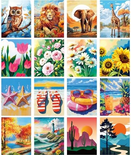 AmazingSpark 16 Pcs Pre Drawn Canvas to Paint for Adults Spring and Summer by Unknown