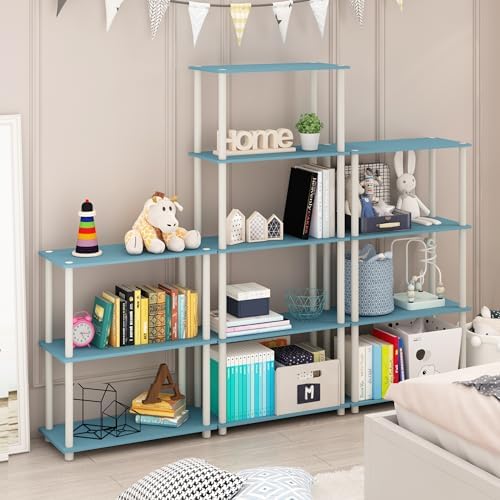 Furinno Turn-N-Tube Toolless 4-Tier Storage Shelves, Light Blue - Image 2