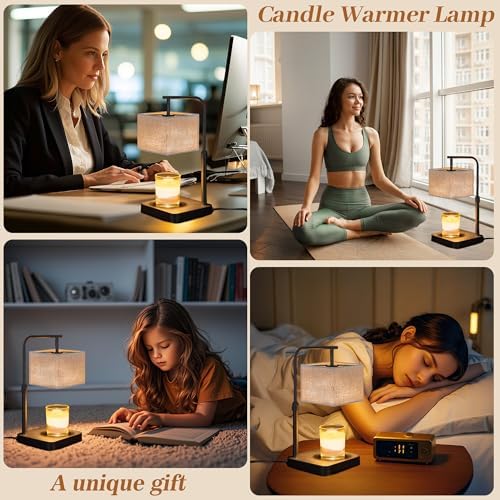 MOAFINA Linen Candle Warmer Lamp with Timer, Height Adjustable Dimmable - Image 6
