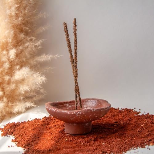 Handmade Rustic Terracotta Incense Holder, Ideal for Palo Santo, Sage & Candle, Minimalist & Retro, A Spiritual Gift for Yoga&Meditation (Red) by LIADNXY