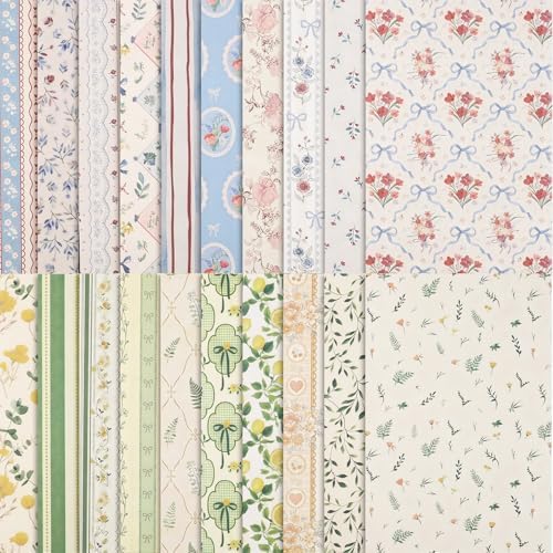 BESARME 60 Sheets Scrapbook Paper 5.5×8.3 in Double Sided Floral by BESARME