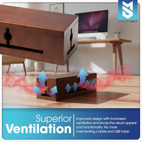 Wooden Cable Management Box – Modern Wire Organizer Box & Power Strip Cover for Home or Office | Large Cable Hider for Wires, Chargers & Extension Leads - Image 4