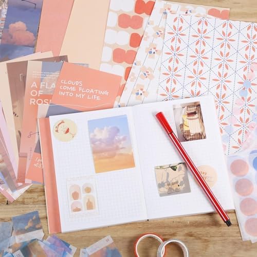 ATIRAMANIYA 346pcs Journal Supplies Kit Vintage Scrapbook Stickers Art Journaling Bullet Junk Journal Planners DIY Decoration Paper Stickers Craft Kits Notebook Collage Album (Sunset Book) - Image 5