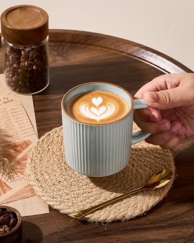 famiware Coffee Mug Set of 8, Star 12 oz Ceramic Mugs Cups Set with Handle - Image 2
