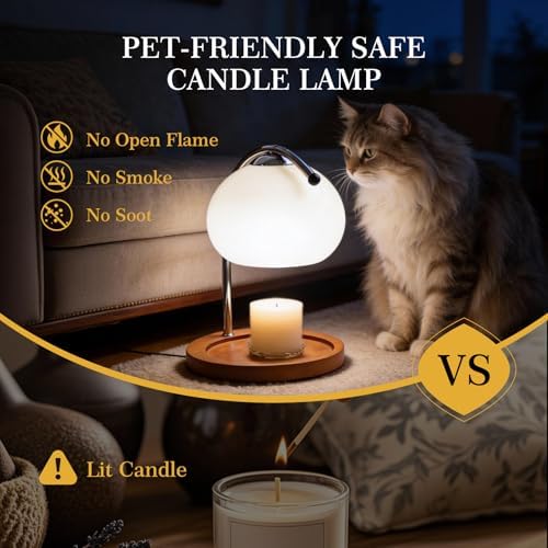 Topyond Aroma Wax Melting Lamp Retro Wood Storage Tray Glass Candle Warmer Desk Lamp Bedroom Bedside Ambient Table Lamp Home Decor - Image 4