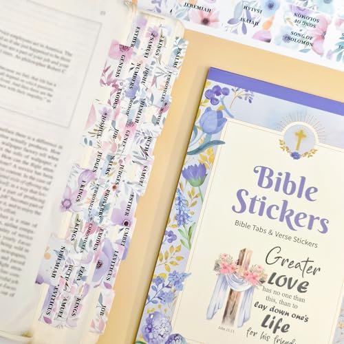 320 Pcs Bible Tabs with Christian Stickers - Laminated Large Print Book Index Tabs for Easy Navigation, Bible Study Supplies, Christian Gifts for Women by JUNKJWBZ%7CPeelStickInspir