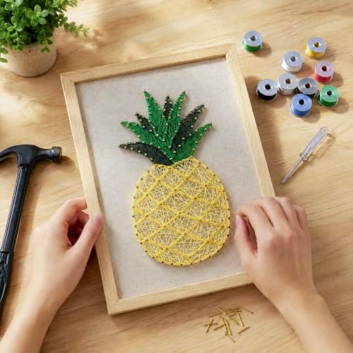 RM Studio DIY Pineapple String Art Kit with All Necessary Accessories and Frame for Kids Students, Adult Crafts Kit, Home Wall Decorations Unique Gift by Unknown
