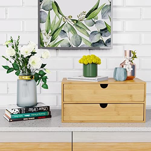 Bamboo Desk Drawer Organizer, Desktop Organizer with Drawers(2 Drawers) - Image 2