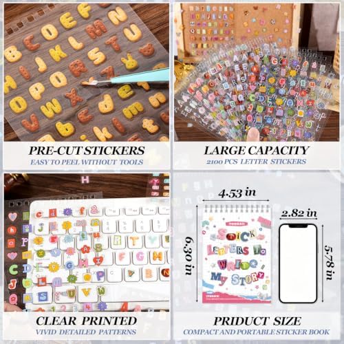 Stickers Book for Journal Supplies,2100+ Letter Stickers for Scrapbooking - Image 5