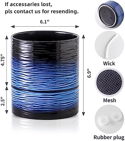 Nihow Ceramic Self Watering Plant Pot for Indoor Plants, 6 Inch,Blue - Image 5