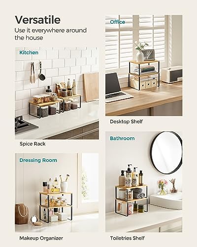 SONGMICS Cabinet Organizer Shelf, Set of 2 Spice Rack, Kitchen Storage - Image 6