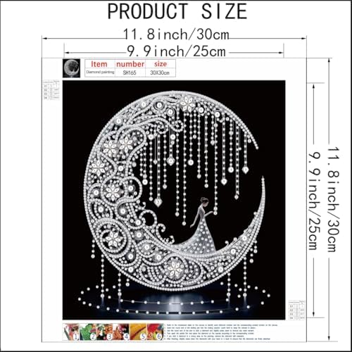 SHICERNHJ Moon Diamond Art Kits for Adults,Special Shape Diamond Painting Kits Beginners,DIY 5D Crystal Rhinestones Craft Art for Home Wall Decor 12 X 12 Inch - Image 5