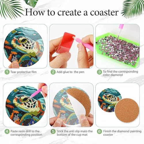 DOTSOPS 8 Pcs Ocean Diamond Art Coasters Kits for Adults with Holder 4 in - Image 3