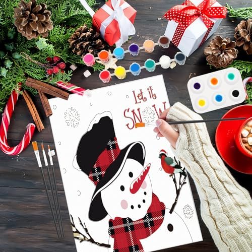 Dinifee 6 Pack Pre Drawn Canvas for Painting Pre Printed Canvas Kit 8 x 10 Inch Stretched Cotton Paint and Sip Set for Adults Couple Party Graduation Summer Date Night(Santa Blessing) - Image 2
