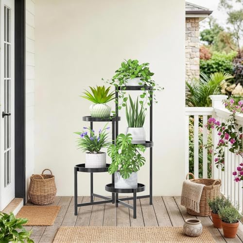 iDavosic.ly 5 Tier Large Plant Stand with Garden Tools, 10 Inch Tray, Black - Image 7