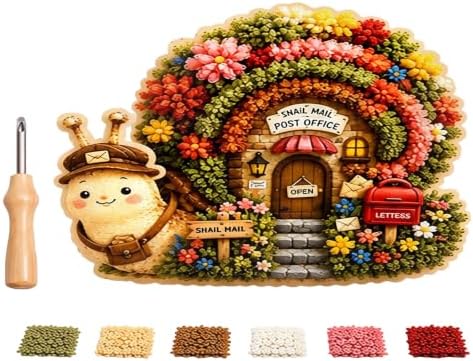WANZZXCSL Whimsical Village 3D Fabric Poke Art Kit, Floral Cottage, Creative Craft Set, Flowers Activity Fall Gift Home Decor Craft for Adult Beginner Handmade Hobby Gift，Snail Mail by WANZZXCSL
