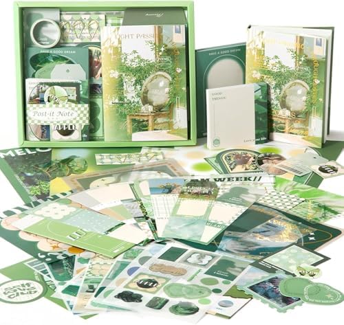 ATIRAMANIYA 346pcs Vintage Scrapbook Kit Aesthetic Junk Journal Set with Stickers, Washi Tape, A6 Notebook & Decorative Paper, All-in-One Scrapbook Kit Stationery (Poetry) by ATIRAMANIYA