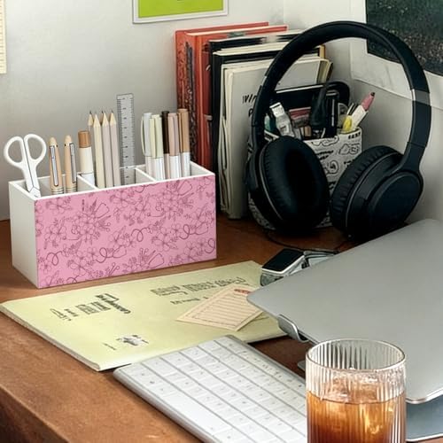 Pink Floral Nurse Pen Pencil Holder for Desk Decor - Image 3
