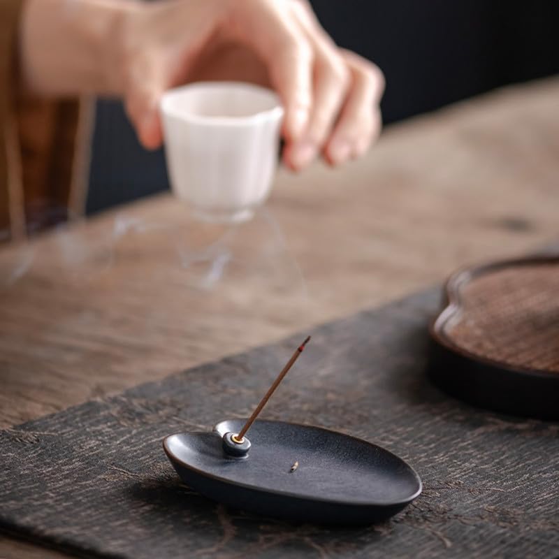 Incense Holder Modern Minimalist Circular Incense Stick Burner for Cones or Sticks for Yoga & Meditation, Enhance Atmosphere,Ceramic Ash Catcher Khaki - Image 3