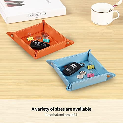 YAPISHI Valet Tray,Foldable PU Leather Catchall Tray/Dish/Caddy Blue - Image 5
