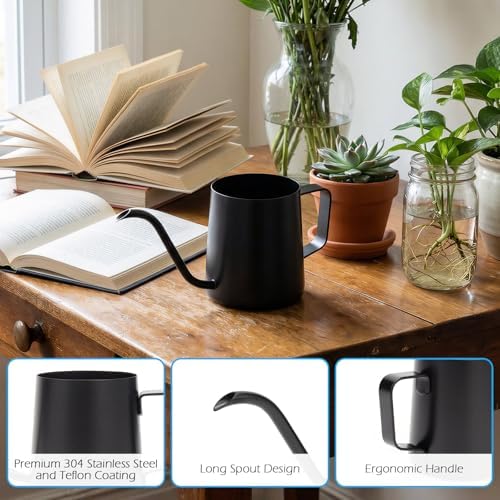 350ml Small Watering Can for Indoor Plants, 12oz Mini Plant Watering Pot with Long Spout and Handle, Black Tiny Stainless Steel Watering-Can for Outdoor Indoor Plants Flower Garden - Image 5