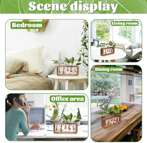 Glass Plant Propagation Station with 5 Test Tubes Colorful Planter Vase - Image 5