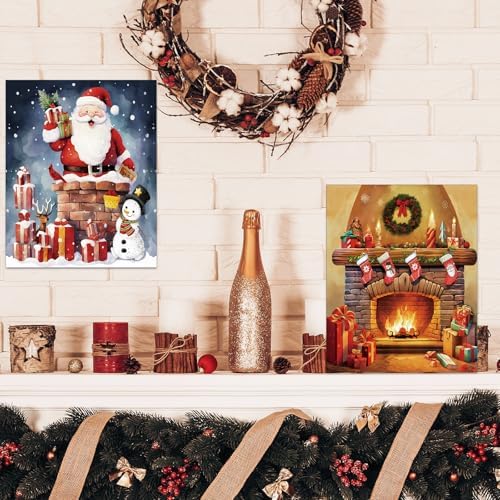 Dinifee 6 Pack Pre Drawn Canvas for Painting Pre Printed Canvas Kit 8 x 10 Inch Stretched Cotton Paint and Sip Set for Adults Couple Party Graduation Summer Date Night(Merry Xmas) - Image 5