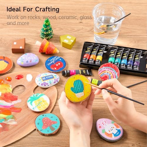 Shuttle Art Acrylic Paint Set, 15 x 12ml Tubes Artist Quality Non Toxic Rich Pigments Colors Perfect for Kids Adults Beginners Artists Painting on Canvas Wood Clay Fabric Ceramic Crafts - Image 6