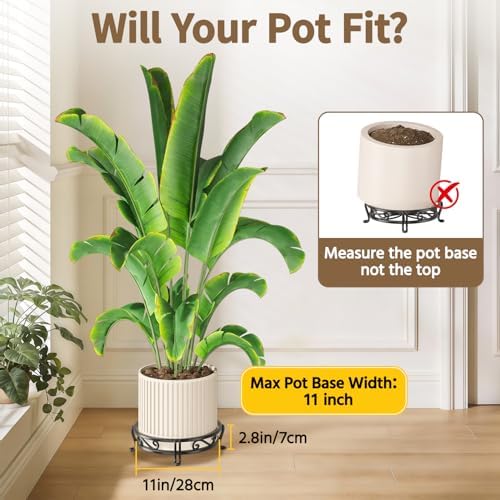 LASZOLA Plant Pot Stand Flower Holder for Outdoor Indoor Corner, 2Pcs Black - Image 2