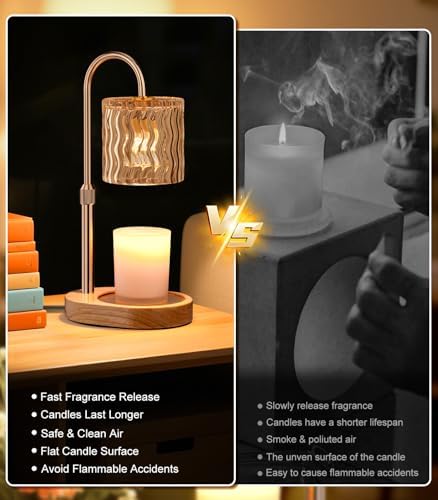 Candle Warmer Lamp Electric: Dimmable Timer Candles Warming Lamps - Height Adjustable Burner Jar - No Flame Scented Melts Wax - All Candle Jars Table Light Home Decor - Image 5