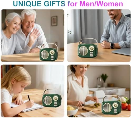 Retro Bluetooth Speaker,Vintage Decor for Kitchen Desk Bedroom Office Green - Image 5