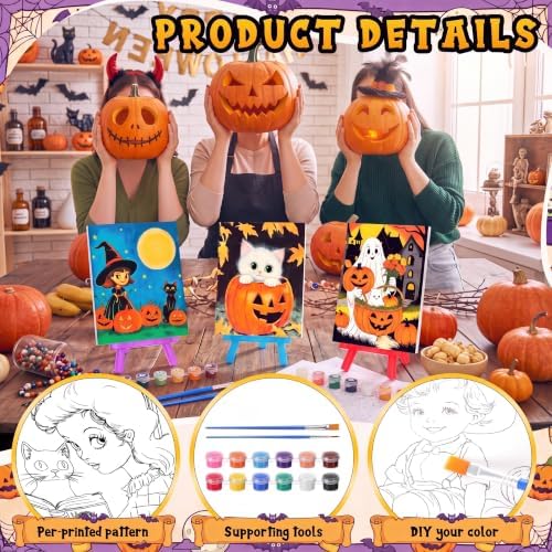 Blosssound 10 Set Halloween Pre Printed Canvas for Painting 5x7, Vintage - Image 4