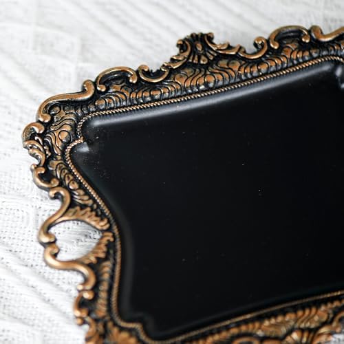 Ring Holder Jewelry Dish, Vintage Black and Godl Trinket Tray for Rings,Wedding Gift for Women (1, Black) - Image 5
