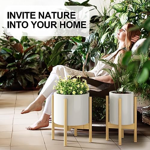 MUDEELA Plant Stand for Indoor, Bamboo Material, Natural, 14.5 Inch Tall - Image 6