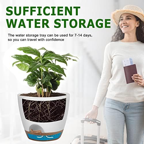 QRRICA 7/7.5/8/9/10 Inch Self Watering Pots for Indoor/Outdoor Plants - Image 5