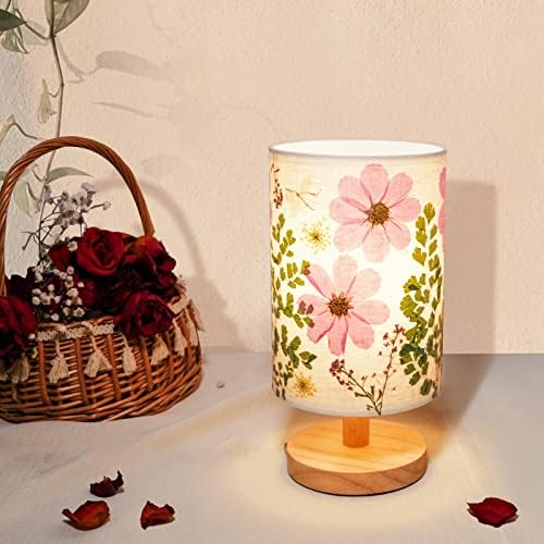 Dried Flowers Small Table Lamp 5W LED 3-Color Bedside Lamp Pressed Flowers Lampshade with Wood Base for Bedroom Living Room Desk Nursery - Image 3