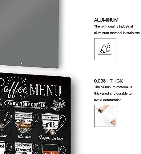 Putuo Vintage Coffee Menu Wall Decor, 12 x 8 Inches Aluminum Metal Sign for Bar, Restaurants, Cafes, Pubs, Office, Kitchen, Home Coffee Station - Image 2
