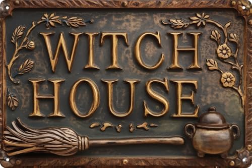 Witch House Vintage Metal Sign Decor Plaque 8x12 in Funny Retro Poster for Garage Porch Cafe Bar Woman Cave Living Room Garden Shop Wall Decor Gift for Halloween by VintageTinSign