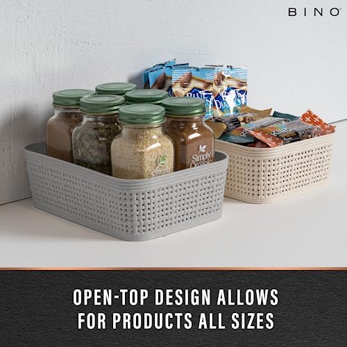 BINO | Woven Plastic Basket | XS (Natural Grey), 5-Pack | THE JUTE COLLECTION | Home Organization, Space - Saving Storage, Stylish Design | Jute Basket | Plastic Storage Basket - Image 4