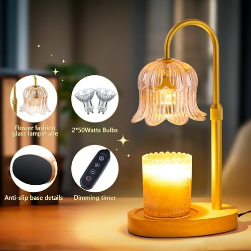Candle Warmer Lamp Electric Timer - Flower Home Decor Women Birthday Gifts - Image 2