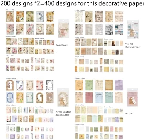 Alideco 400pcs Scrapbook Paper Vintage Flower Butterfly Border Scrapbooking Paper for Journaling Supplies, Decorative Craft Paper for Junk Journals (jiyiyoudiju) - Image 3