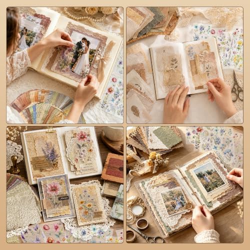 168Pcs Scrapbook Supplies Kit + 84 Floral Stickers, Decorative Craft Paper - Image 4