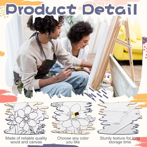 Sherr 108 Pcs Flower Sip and Paint Kit, Pre Drawn Canvas for Adults - Image 3