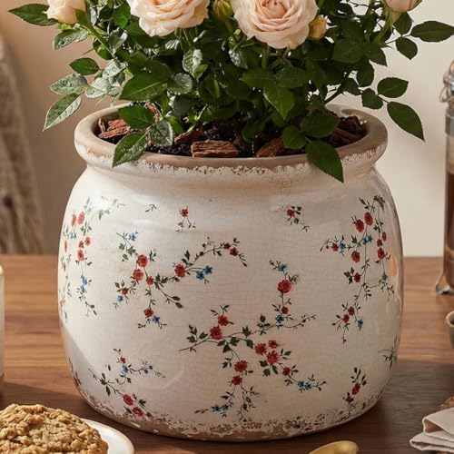 Cottagecore Ceramic Plant Pots, 6.29" French Country Floral Vase & Planters - Image 4