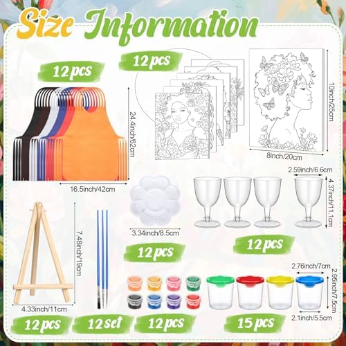 Sherr 96 Pcs 12 Set Pre Drawn Canvas Painting Kits, Flower Lady - Image 2